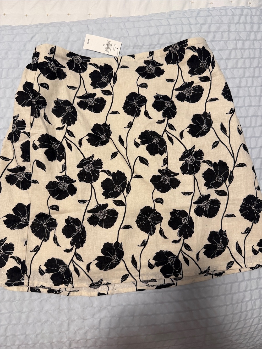 Women’s Floral A-Line Skirt in Cream and Black